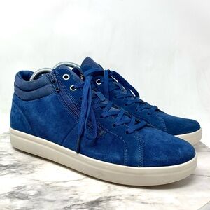 NWOT Vionic Rosemont Blue Suede Mid-Top Sneakers 11 Wide Comfort Classic Artsy
